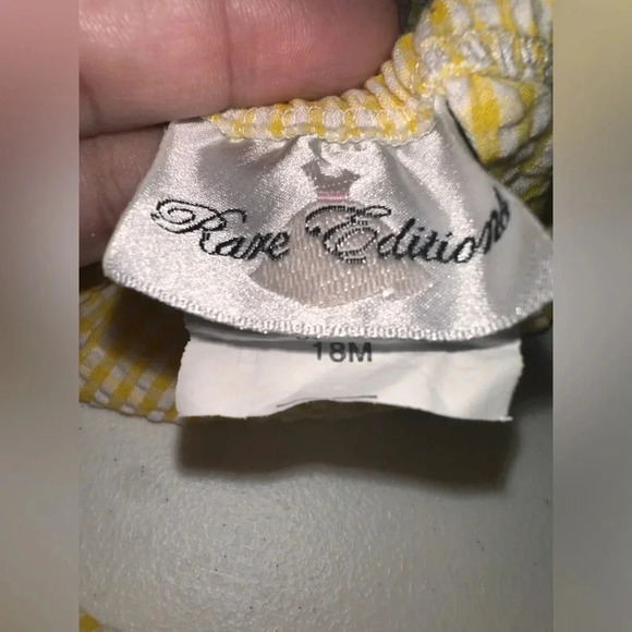 RARE EDITIONS Flip-Flop Applique Color Block Seersucker Dress Size 18m - Picture 6 of 7